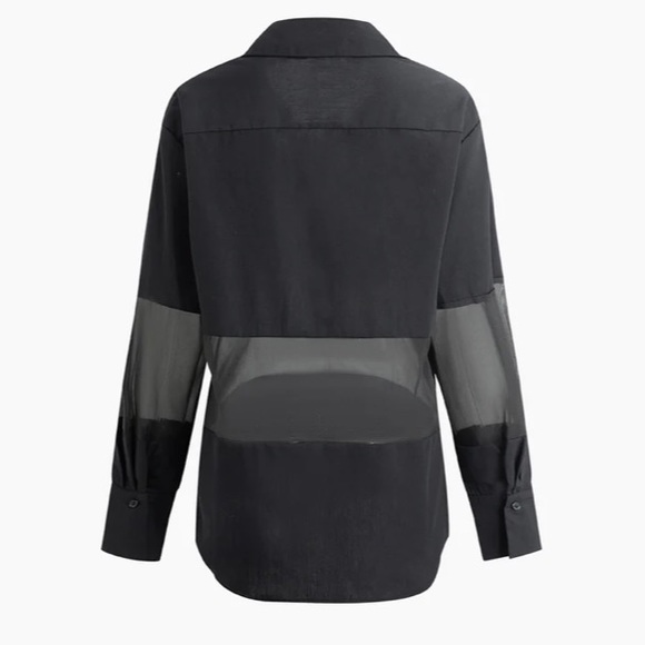 ARITZIA inspired BNWT sheer panel black button down - Picture 2 of 5